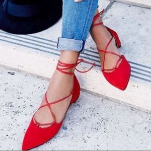 Stuart Weismann red Gillian flats - 8.5